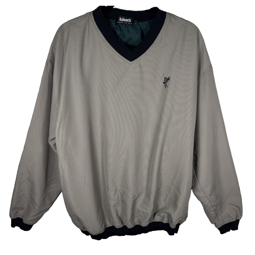 Vtg Ashworth Golf Windbreaker Men's Size Large V-Neck Lined